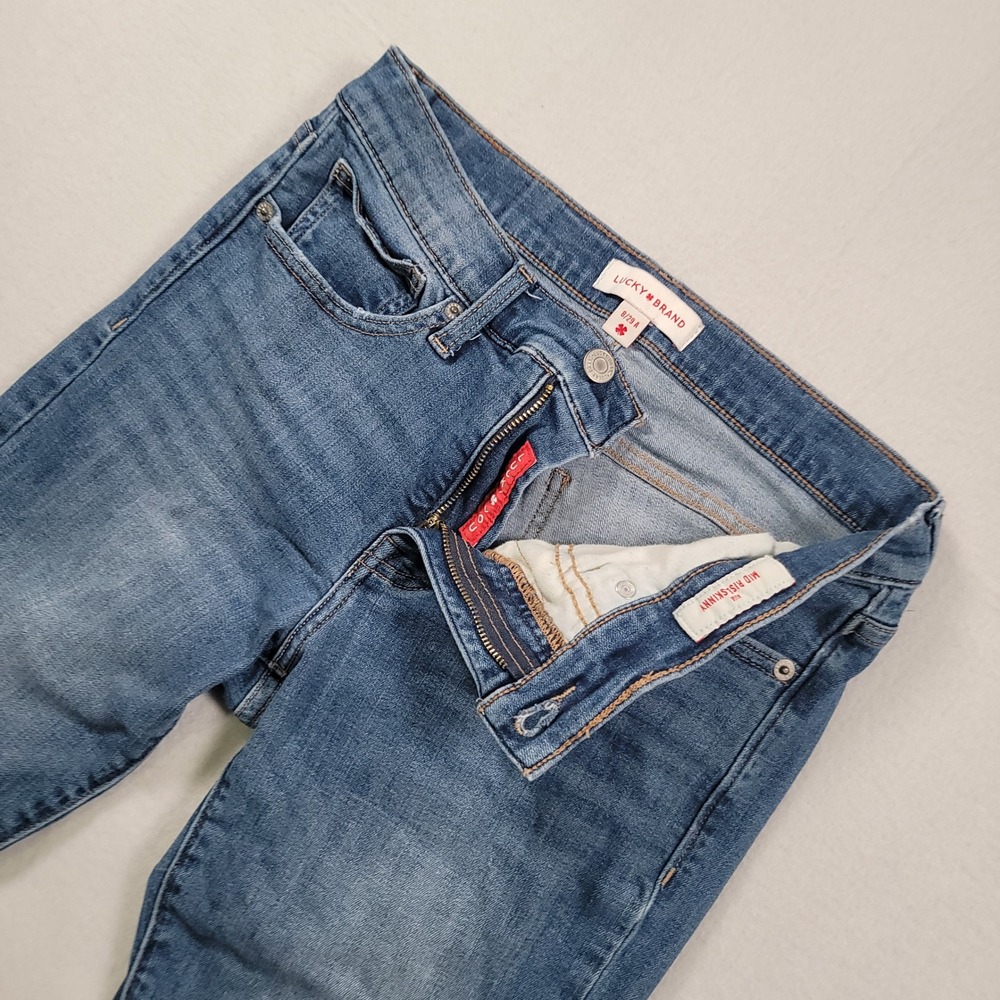Lucky Brand Ava Skinny Jeans Women 8/29 Blue Medium Wash Raw Hem Stretch Denim